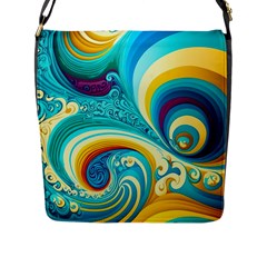 Abstract Waves Ocean Sea Whimsical Flap Closure Messenger Bag (l)