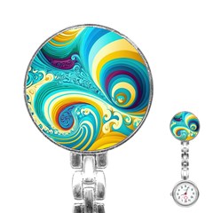 Abstract Waves Ocean Sea Whimsical Stainless Steel Nurses Watch by Maspions