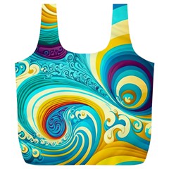 Abstract Waves Ocean Sea Whimsical Full Print Recycle Bag (xl)