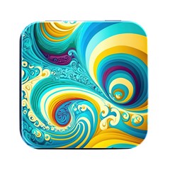 Abstract Waves Ocean Sea Whimsical Square Metal Box (black)