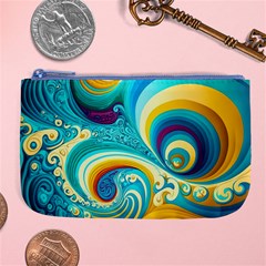 Abstract Waves Ocean Sea Whimsical Large Coin Purse