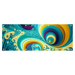 Abstract Waves Ocean Sea Whimsical Banner And Sign 8  X 3 