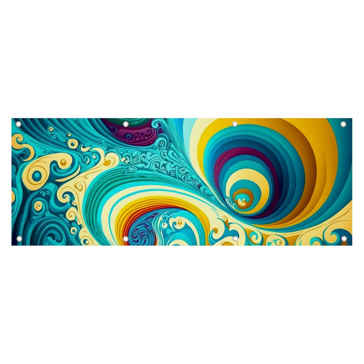 Abstract Waves Ocean Sea Whimsical Banner and Sign 8  x 3 