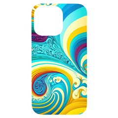 Abstract Waves Ocean Sea Whimsical Iphone 14 Pro Max Black Uv Print Case by Maspions