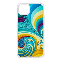 Abstract Waves Ocean Sea Whimsical Iphone 14 Plus Tpu Uv Print Case by Maspions