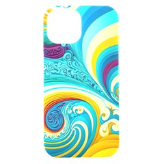 Abstract Waves Ocean Sea Whimsical Iphone 15 Black Uv Print Pc Hardshell Case by Maspions