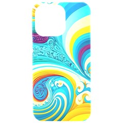 Abstract Waves Ocean Sea Whimsical Iphone 15 Pro Max Black Uv Print Pc Hardshell Case by Maspions