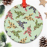 Berries Flowers Pattern Print Ornament (Round) Front