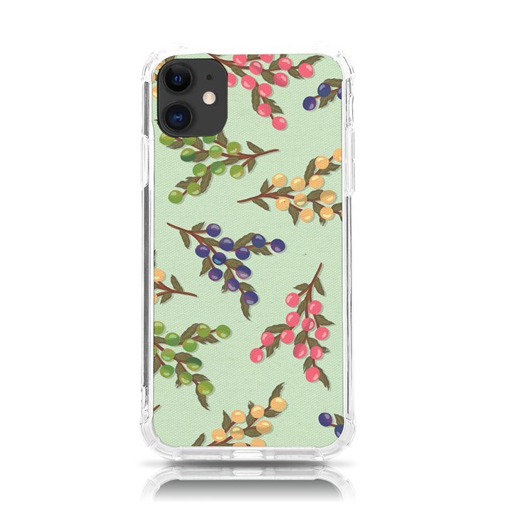 Berries Flowers Pattern Print iPhone 11 TPU UV Print Case