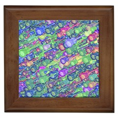 Sktechy Style Guitar Drawing Motif Colorful Random Pattern Wb Framed Tile