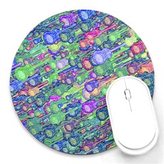 Sktechy Style Guitar Drawing Motif Colorful Random Pattern Wb Round Mousepad by dflcprintsclothing