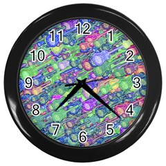 Sktechy Style Guitar Drawing Motif Colorful Random Pattern Wb Wall Clock (black) by dflcprintsclothing