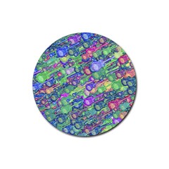 Sktechy Style Guitar Drawing Motif Colorful Random Pattern Wb Rubber Coaster (round) by dflcprintsclothing