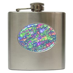 Sktechy Style Guitar Drawing Motif Colorful Random Pattern Wb Hip Flask (6 Oz) by dflcprintsclothing