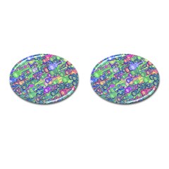 Sktechy Style Guitar Drawing Motif Colorful Random Pattern Wb Cufflinks (oval)