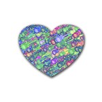 Sktechy Style Guitar Drawing Motif Colorful Random Pattern Wb Rubber Heart Coaster (4 pack) Front