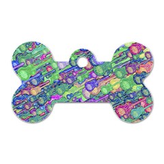 Sktechy Style Guitar Drawing Motif Colorful Random Pattern Wb Dog Tag Bone (two Sides) by dflcprintsclothing