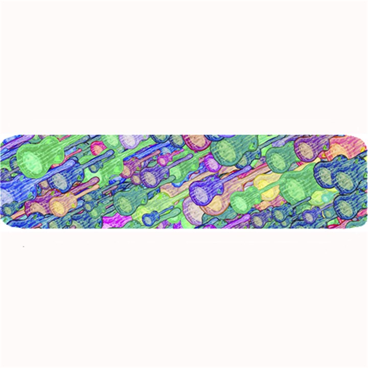 Sktechy Style Guitar Drawing Motif Colorful Random Pattern Wb Large Bar Mat