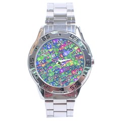 Sktechy Style Guitar Drawing Motif Colorful Random Pattern Wb Stainless Steel Analogue Watch by dflcprintsclothing