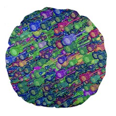 Sktechy Style Guitar Drawing Motif Colorful Random Pattern Wb Large 18  Premium Flano Round Cushions by dflcprintsclothing