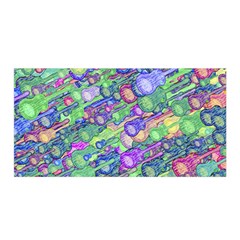 Sktechy Style Guitar Drawing Motif Colorful Random Pattern Wb Satin Wrap 35  X 70 