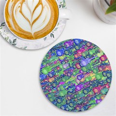 Sktechy Style Guitar Drawing Motif Colorful Random Pattern Wb Uv Print Round Tile Coaster