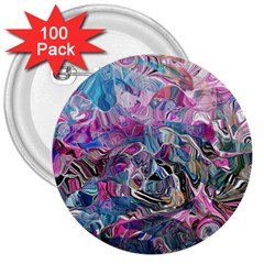 Pink Swirls Blend  3  Buttons (100 Pack)  by kaleidomarblingart