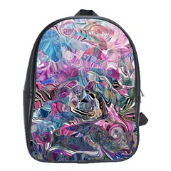 Pink Swirls Blend  School Bag (xl) by kaleidomarblingart