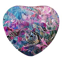 Pink Swirls Blend  Heart Glass Fridge Magnet (4 Pack) by kaleidomarblingart