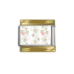 Flowers Roses Pattern Nature Bloom Gold Trim Italian Charm (9mm) by Grandong