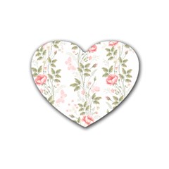 Flowers Roses Pattern Nature Bloom Rubber Coaster (heart) by Grandong