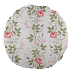 Flowers Roses Pattern Nature Bloom Large 18  Premium Round Cushions by Grandong