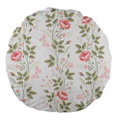 Flowers Roses Pattern Nature Bloom Large 18  Premium Flano Round Cushions by Grandong