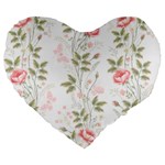 Flowers Roses Pattern Nature Bloom Large 19  Premium Flano Heart Shape Cushions Front