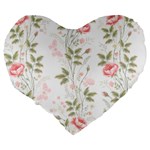 Flowers Roses Pattern Nature Bloom Large 19  Premium Flano Heart Shape Cushions Back