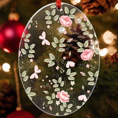 Flowers Roses Pattern Nature Bloom Uv Print Acrylic Ornament Oval