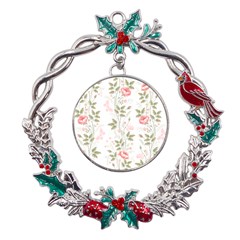 Flowers Roses Pattern Nature Bloom Metal X mas Wreath Holly Leaf Ornament by Grandong