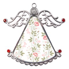 Flowers Roses Pattern Nature Bloom Metal Angel With Crystal Ornament by Grandong