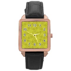 Stylized Botanic Print Rose Gold Leather Watch  by dflcprintsclothing