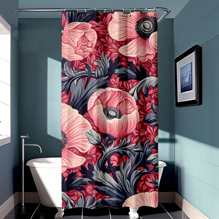 Vintage Floral Poppies Shower Curtain 36  x 72  (Stall) 