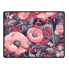 Vintage Floral Poppies Two Sides Fleece Blanket (small) by Grandong