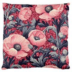 Vintage Floral Poppies Large Premium Plush Fleece Cushion Case (one Side) by Grandong