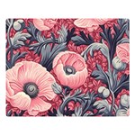 Vintage Floral Poppies Two Sides Premium Plush Fleece Blanket (Large) 80 x60  Blanket Front