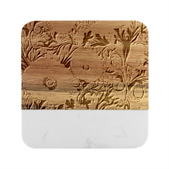 Vintage Floral Poppies Marble Wood Coaster (square) by Grandong