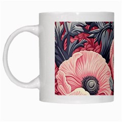 Vintage Floral Poppies White Mug by Grandong