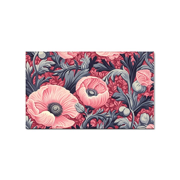 Vintage Floral Poppies Sticker Rectangular (100 pack)