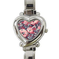 Vintage Floral Poppies Heart Italian Charm Watch by Grandong