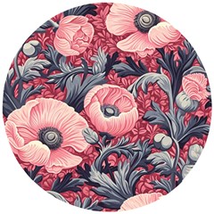 Vintage Floral Poppies Wooden Puzzle Round by Grandong