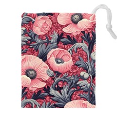 Vintage Floral Poppies Drawstring Pouch (5xl) by Grandong