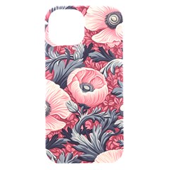 Vintage Floral Poppies Iphone 15 Black Uv Print Pc Hardshell Case by Grandong